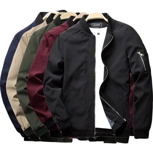 Men spring autumn new baseball jacket stand collar slim large size M-6XL 5 colors casual monolayer jacket BVCHAJ