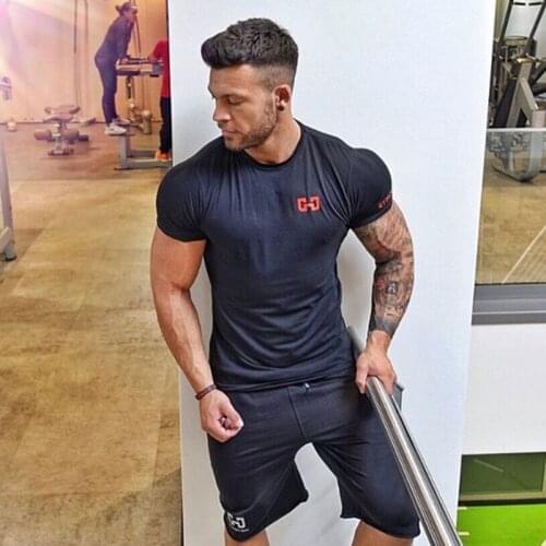 Short Sleeve T Shirt Men Summer Casual Cotton Running T Shirt Sport Gym Tshirt Fitness Men Training Bodybuilding Workout Tops