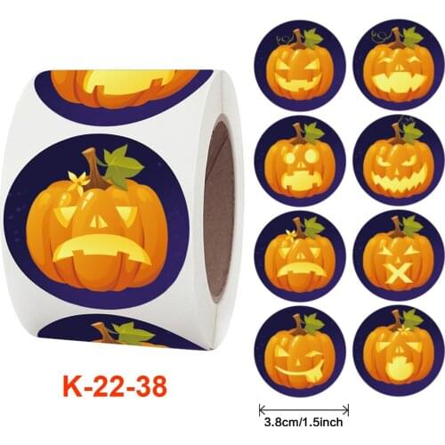 Halloween Pumpkin Decor Labels 1 inch 500pcs/roll Adhesive Sticker For Gifts sealing Handmade Envelope DIY Stationery Stickers