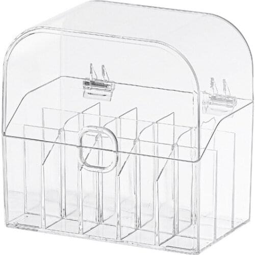 Lipstick Cosmetics Desktop Storage Box 15-divided Transparent Plastic with Dust Cover Makeup Tool Organizing Box