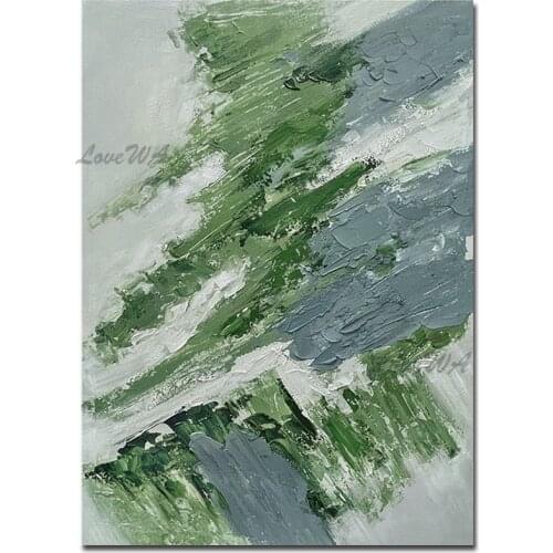 Palette Knife Green Color Design Abstract Oil Painting 100% Hand Painted Paintings Picture High Quality Wall Showpieces Art