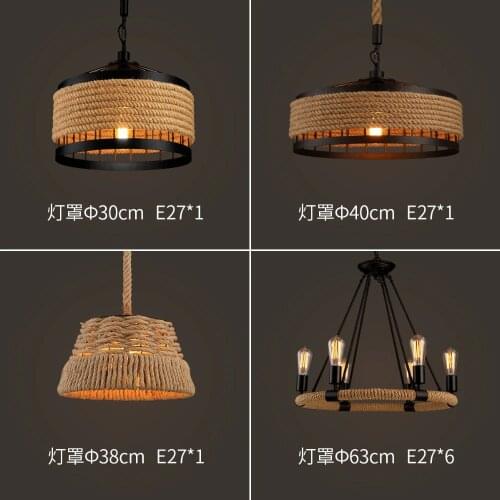 American countryside Wrought Iron Creativity pendant lamps Coffee Bar Dining Room hand knitting hemp Rope Chandelier