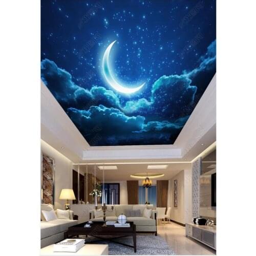 Custom photo wallpaper 3d ceiling wallpaper Night sky, moon, starry sky, living room, bedroom zenith mural wall paper home decor