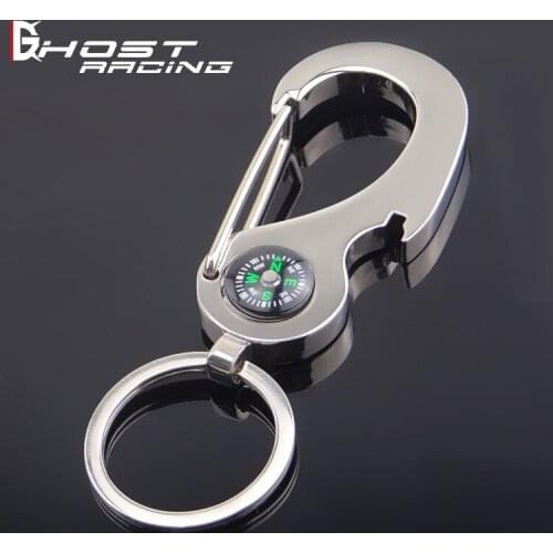 GHOST RACING outdoor compass carabiner creative multi-function bottle opener waist hanging spring dog buckle practical