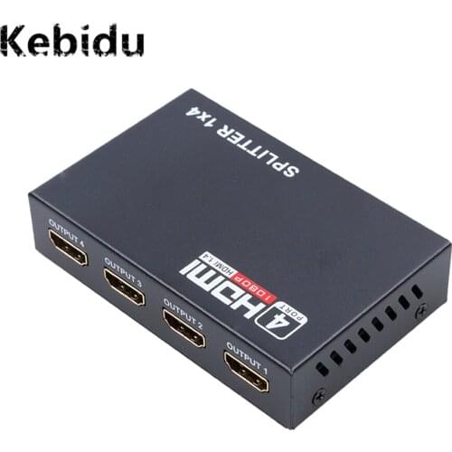 Kebidu 5.1Gbps Splitter 1X4 HDMI-compatible Hub HD 1080p 1 in 4 out 4 Port Repeater Amplifier 1.4 EU/US Plug Wholesale