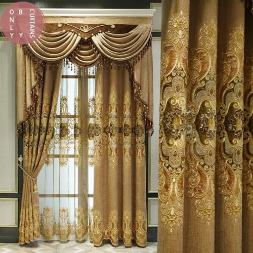 2021Nordic Luxury Luxury Atmospheric Embroidered Curtains for Living Room Bedroom Study Dining Room Blackout Curtains Custom