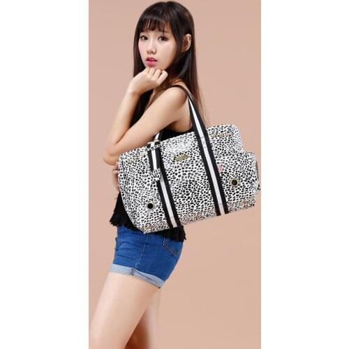 White Leopard Pet Dogs Cats Carrier Airline Approved Travel Outdoor Bag Portable Dog Purse Soft Comfort Oxford Tote Handbag