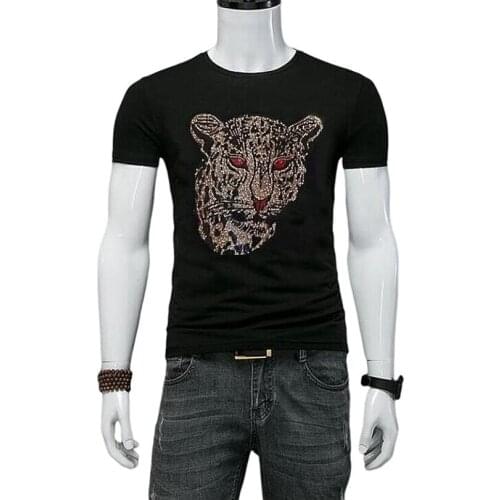 Rhinestones Men t-shirt holiday design high quality Hot drill T Shirt for young man top tees