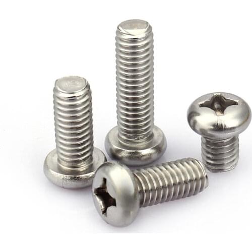 Cross Recessed Pan Head PM Screw M1 M1.2 M1.4 M1.6 M2 M2.5 M3 M4 M5 M6 304 Stainless Steel Phillips Screw Iso7045 Din7985 Gb818