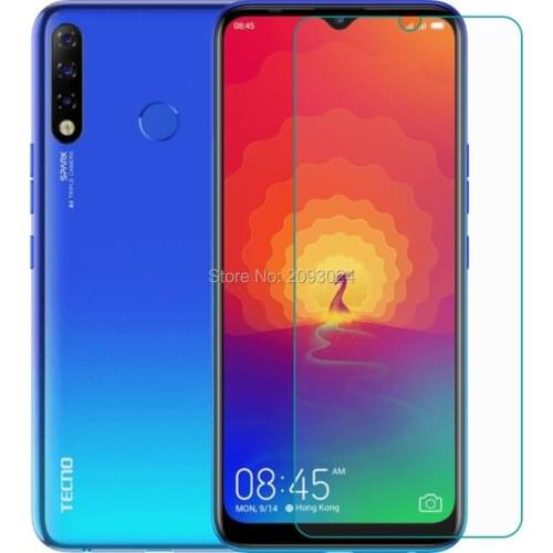Tempered Glass For Tecno Spark 4 GLASS 9H 2.5D Protective Film Explosion-proof Clear LCD Screen Protector Phone cover
