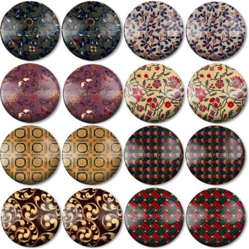 ZEROUP 16pcs Round Glass Cabochon Decorative Pictures Mixed Pattern Fit Base Earring Setting for Jewelry Flatback TP-121-ER-16-3