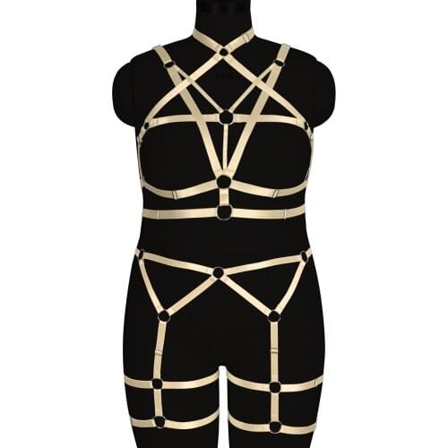 2Pc Harness For Women Sexy Lingerie Set Exotic Apparel Accessories Punk Clothing Costume Plus Size Busty Garters Belt Suspender