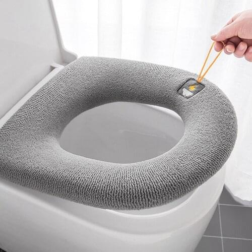 1pc Toilet Seat Mat Set Bathroom Universal Warm Soft Kint Washable Closestool Mat Seat Case Winter Warmer Mat Pad Bidet Covers