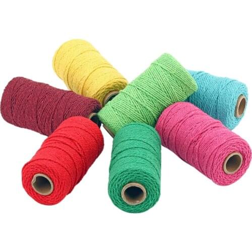 100m Long/100Yard Colorful Thread Cord Handmade Crafts DIY Beige Twisted Cotton Macrame Cord Twine Rope String Home Textile