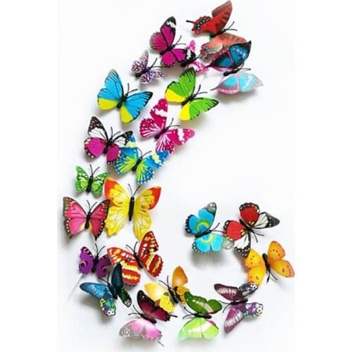 12Pcs PVC 3D Butterflies Wall Sticker Decals Stickers On The Wall New Year Home Decorations Butterfly Wallpaper For Living Room