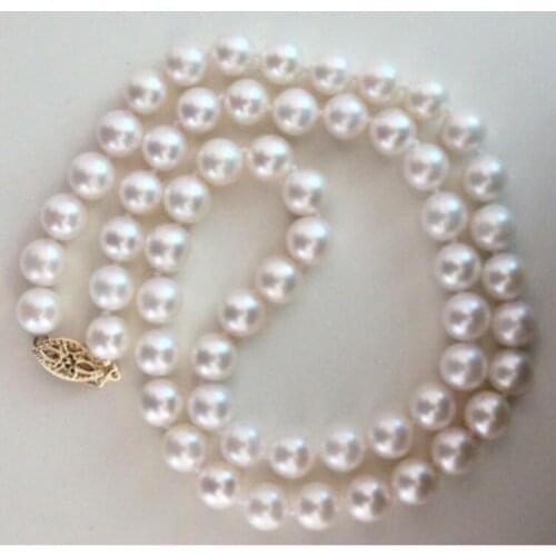 14k/20 yellow gold CLASSIC NATURAL7-8mm WHITE SOUTH SEA PEARL NECKLACE 18 inch