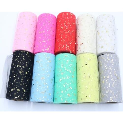 25Yards 15cm Star Tulle Confetti Glitter Tulle Baking Cake Topper Tutu Pom Bow Soft Squine Tulle DIY Wedding Birthday Decoration