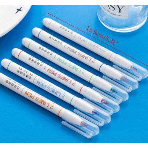3/6pcs Double 2 Lines Gel Pen Marker DIY Scrapbooking Journal Decor Stationery School Office Supplies