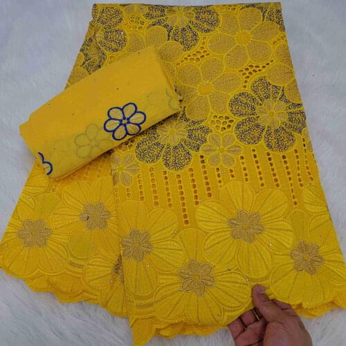 5+2 Yards African Lace Fabric 2021 High Quality Swiss Voile Lace 100% Cotton In Switzerland Dry Lace Tops Woman Dresses Sewing