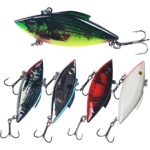 5Pcs/Set VIB Fishing Lures 6cm/12g Hard VIB Bait 3D Eyes Vibration Lure High Fish Bass Wobbler Bait Treble Hooks