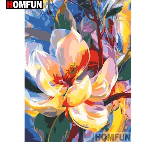 HOMFUN Full Square/Round Drill 5D DIY Diamond Painting "Flower painting" 3D Diamond Embroidery Cross Stitch Home Decor A19454
