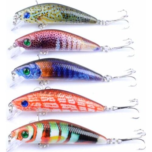 1pcs Minnow Fishing Lure 7cm/8.2g Artificial Coloured drawing Hard Bait treble hooks Bass Wobblers Lures Crankbait Pike tackle