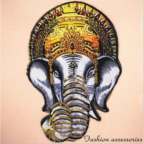 Paillette Sequins Embroidered Elephant Patch Clothes Stickers Bag Sew on Patches Applique DIY Apparel Sewing Clothing DIY BU104