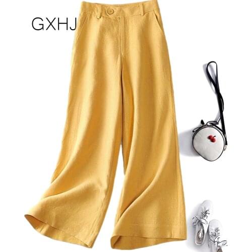 Womens Pants Linen Large Size Wide Leg Pants Cotton Linen Pants for Women Trousers Loose Casual Solid Color Plus Size LHJ039