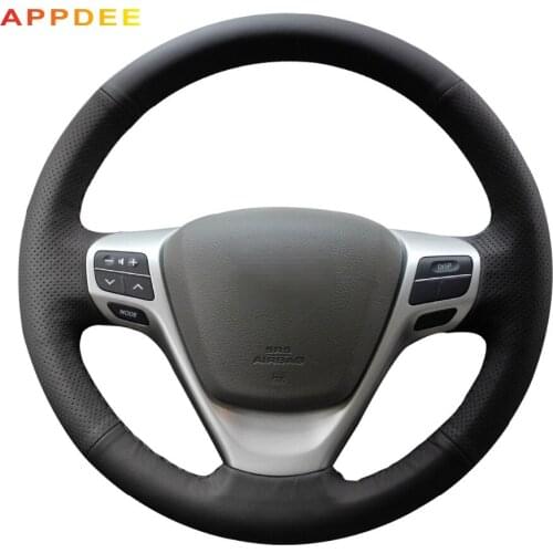 Handsewing Black Artificial Leather Steering Wheel Covers for Toyota Verso EZ Avensis