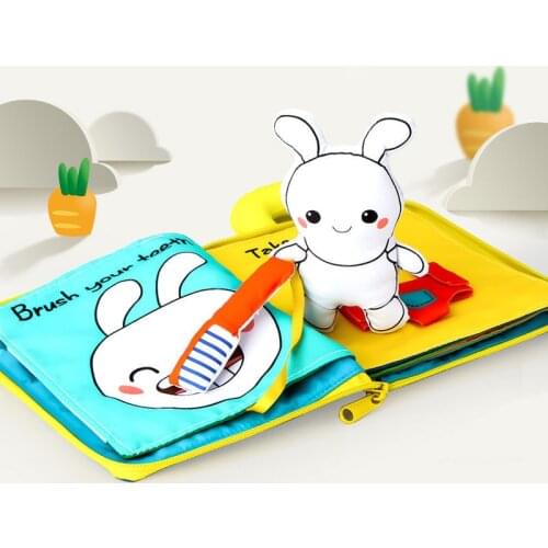 Baby 3D Soft Cloth Books Educational Toy Gifts Animals Rabbit Cognitive Intelligence Development Newborn Toddlers 3-12 Month
