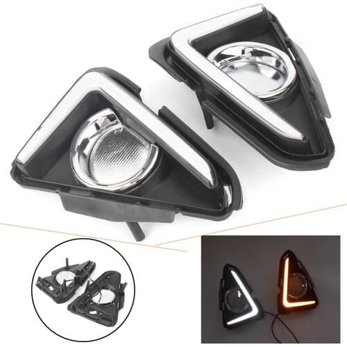 For Toyota RAV4 2016 2017 2018 Car LED Daytime Running Lights DRL Fog Lamp W/ Turn Signal Light 2pcs Warning Lights
