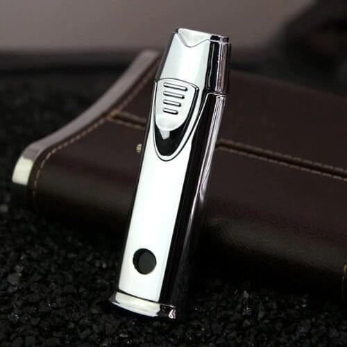 Double Row Direct Fire Windproof Lighter Metal Personalized Fashion Turbo Butane Torch Lighter Cigar Smoking Encendedores