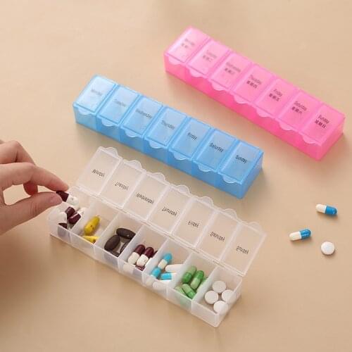 Weekly Pill Box Travel Medicine Storage Pill Case Organizer Drug Container Tablet Dispenser Independent Lattice Portable Seal