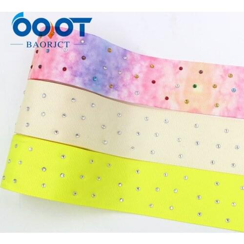 OOOT BAORJCT I-19708-1577,38mm 5yards fashion white diamond Ribbons Thermal transfer Printed grosgrain,DIY wrapping materials
