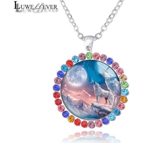 New 607 Wolf Glass Necklace Bracelet 25mm 30mm Double Sided Round Glass Cabochon Jewelry For Unisex Charm Pendant