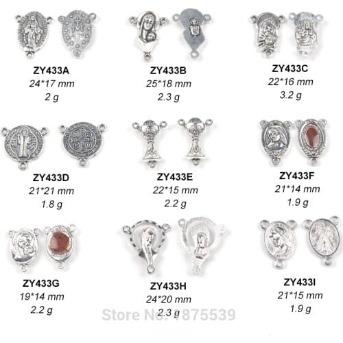 Alloy Rosary Center Medals Mary Jesus St Benedict Connector