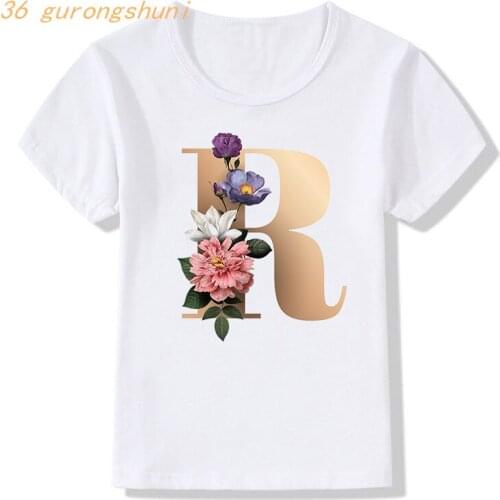 Cute Kid Tshirt Girl Letter R S P T Shirt for Girls Clothes Boys Graphic T Shirts Letters Q T W K Children Clothing Kids Clothes