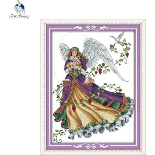 Joy Sunday Angel 5 Canvas DMC DIY Counted Chinese Cross Stitch Kits printed Stitch Cross for Embroidery Home Decor