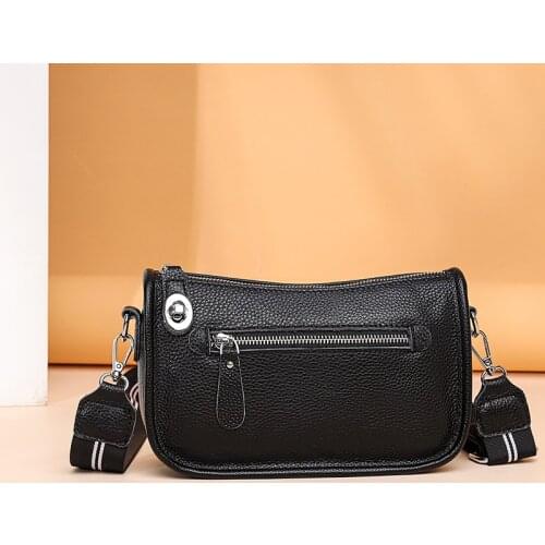 Summer new style 100% cowhide Leather Shoulder Bag Luxury Solid Crossbady Bags for Women Soft Purses and Handbags Cosmetic Bag