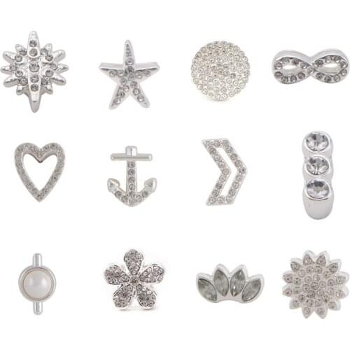 New Crystal Sterling Silver Slide Charms fit 10mm Wide Mesh Bracelet can customized other design as SILVER Plated 50pcs/lot