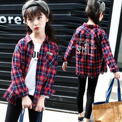 Girls clothes children casual plaid shirt big girls long sleeve cotton coat 4-13T children spring autumn warm jacket kids shirt