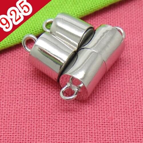 Wholesale 10pcs 925 Sterling Silver Accessories Buckle DIY Necklace Bracelet Magnetic Button Pure Silver Connector Clasps Clips