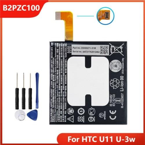Original Phone Battery B2PZC100 For HTC U11 U-3w Authentic Replacement Rechargable Batteries 3000mAh with Free Tools