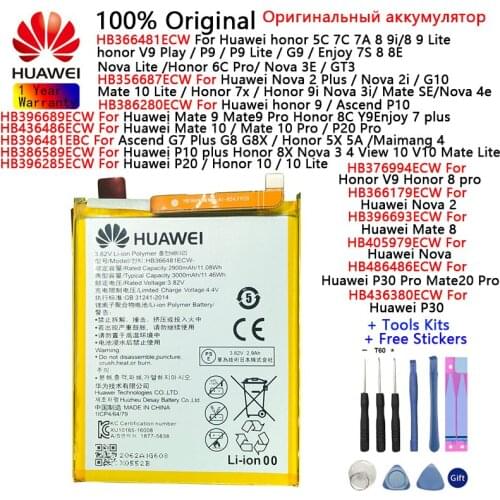 Original Phone Battery For Huawei P30 Pro P20 Ascend P10 Mate 8 9 10 /10 20 Pro Honor P9 Nova 2 3 4 2i Genuine Phone Batteria