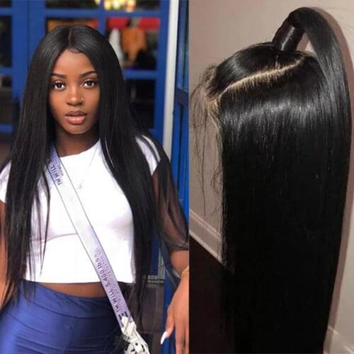 Bone Straight Human Hair Wig 4x4 Lace Closure Wig Pre Plucked Straight Closure Wig Brazilian Remy Wig For Women Bleached Knots