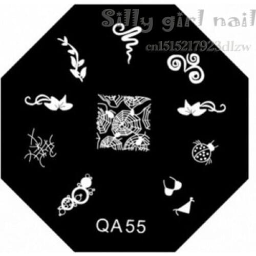 QA new series of sexy fashion nail stamp image plate template Cobweb insect QA 55