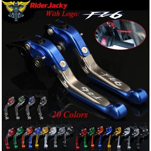 RiderJacky LOGO "FZ6" Motorcycle CNC Brake Clutch Levers For Yamaha FZ6 FAZER 2004-2010 2008 2009 Adjustable Extendable Foldable