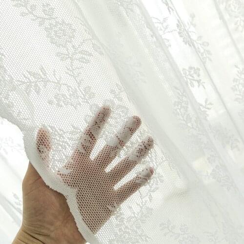 2PC/Set Lace White Sheer Curtains for Living Room Bedroom Window Treatment Finished Voile Drape Blinds W57Inch
