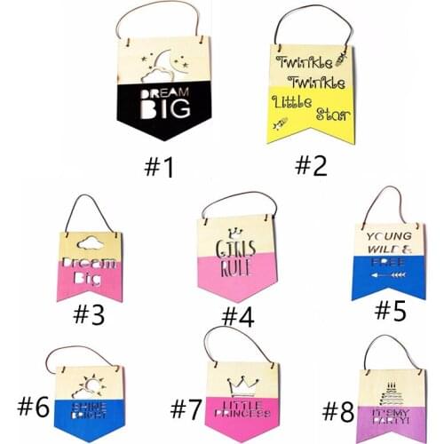 Nordic Wooden Positive Slogan Banner Garland Ornaments For Kids Room Wall Decor Wall Hanging Nursery Decor Photo Props Gifts