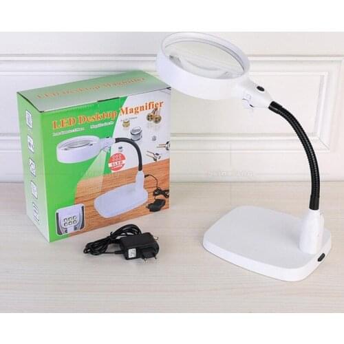 10X 6pcs LED Lamps Desktop LED Magnifier Table Lamp Light Magnifying Glass for Mobile Phone Circuit Board Repair 110V-240V